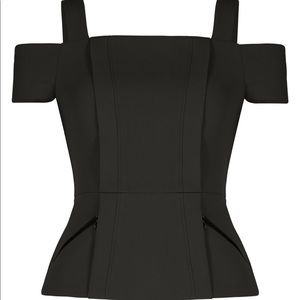 BCBG NWT Black Emelya Cold-shoulder Peplum Top